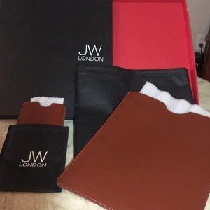 NIB JW LONDON LEATHER IPAD w/CARD CASE SEPIA, BLK